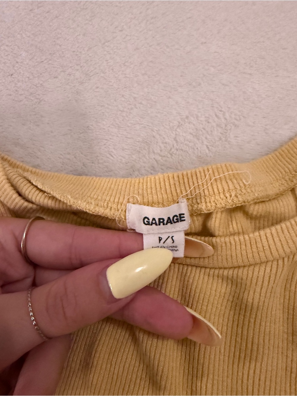 Garage Women's Ribbed Short Sleeve Tee - Mustard Yellow - Picture 3 of 3